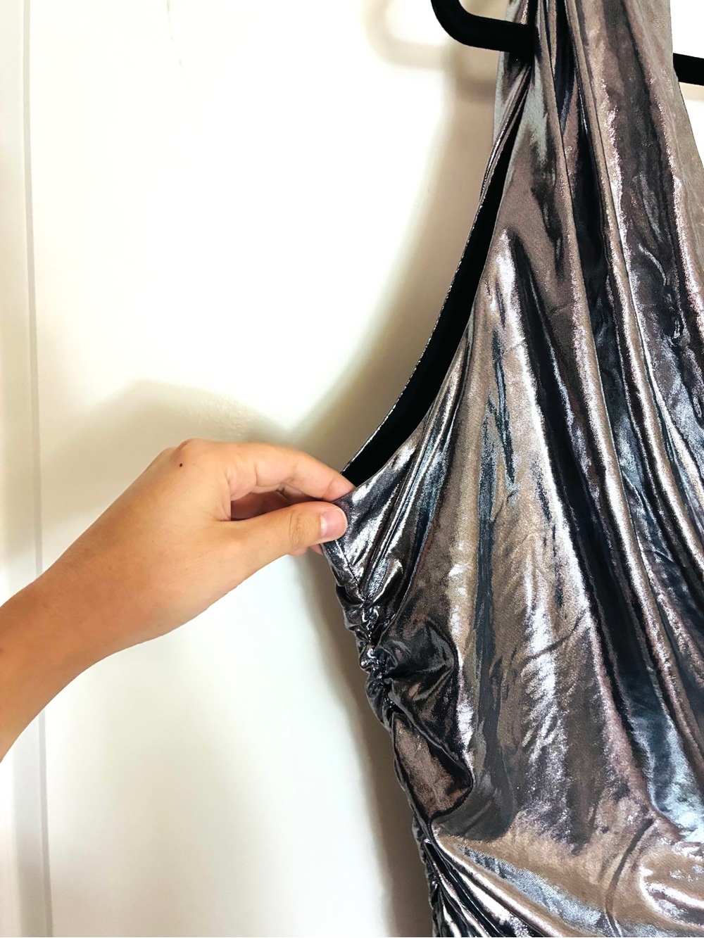 Fashion Nova Silver Metallic One-Shoulder Dress NWT 2X - Picture 8 of 16